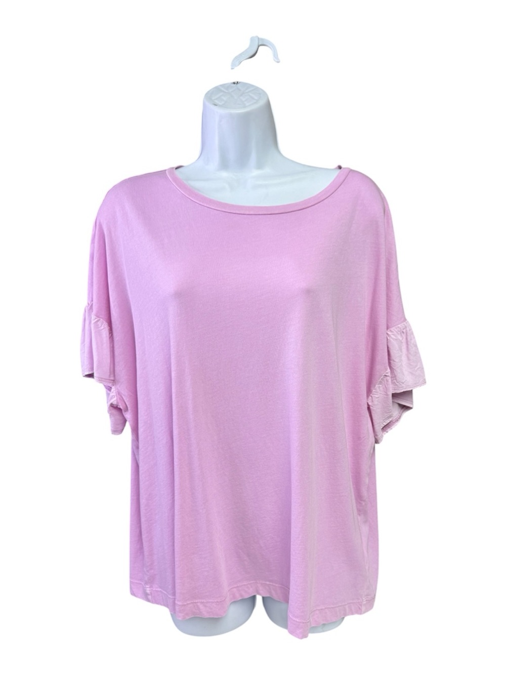 Tribal Jeans size large oversized Light Pink Short Sleeve Ruffle Tee